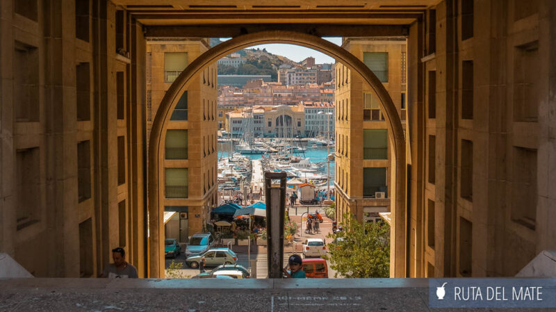 View over Marseille’s Old Port from a historic building