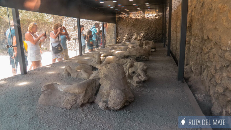 Habitantes de Pompeya hace 2.000 años atrás sorprendidos por la erupción del volcán. Se crearon a partir del método o técnica de vaciado.