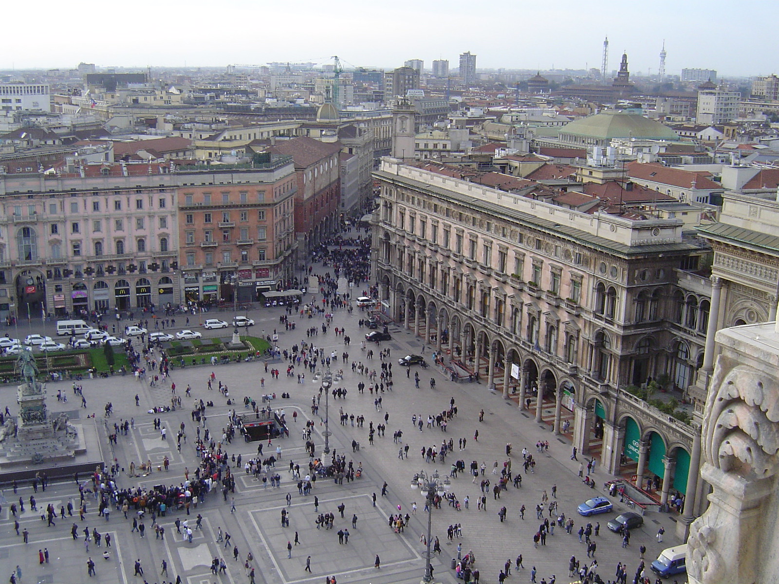 View of the Piazza del Duomo from the top of the Duomo (Milan)