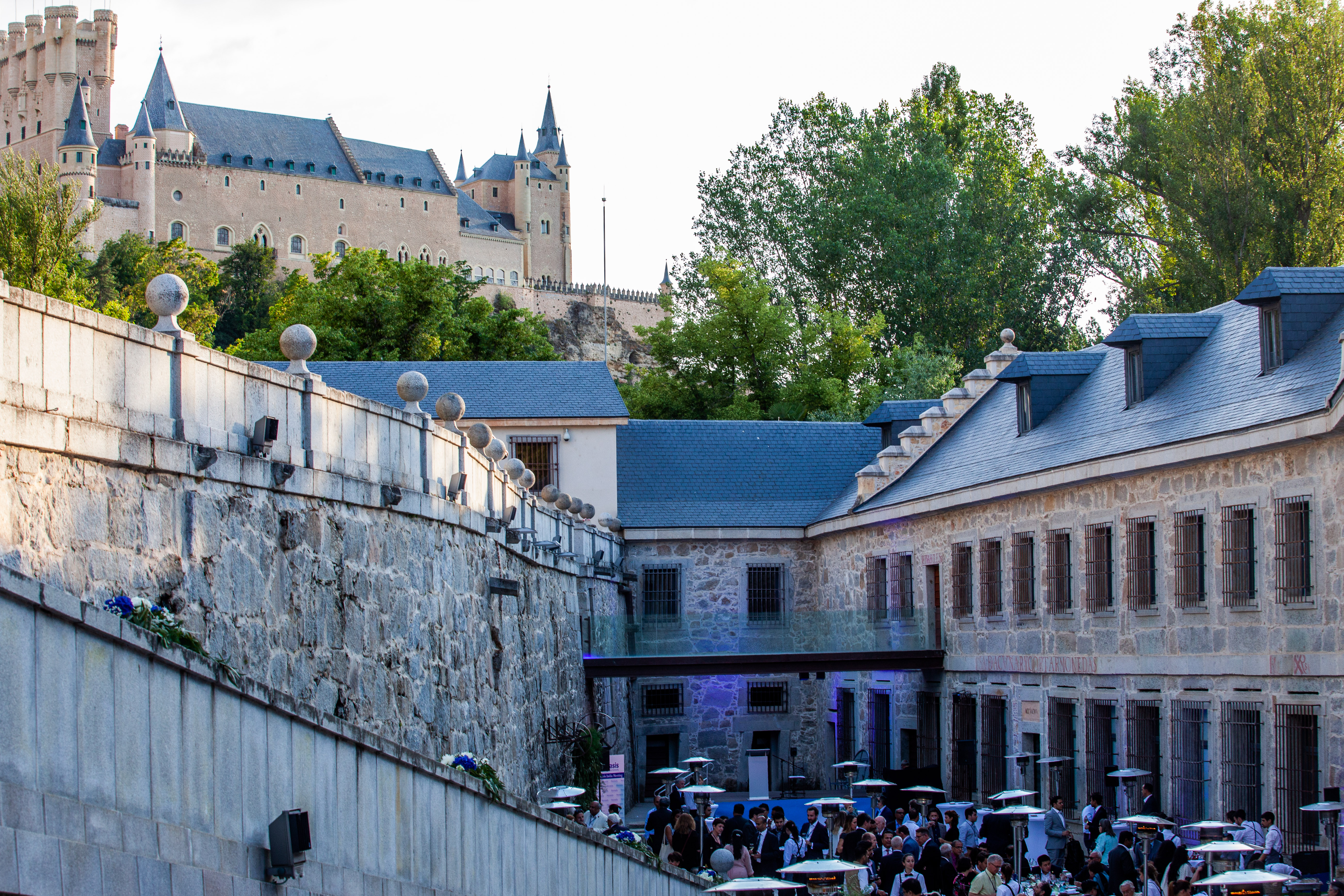 Closing dinner at the Casa de la Moneda, Segovia's Alcázar in the background